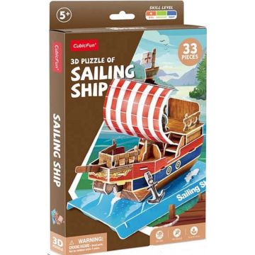 3D Puzzle Cubic Fun din 33 piese- Navă cu pânze