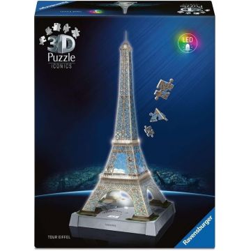 3D Puzzle Ravensburger din 216 piese - Turnul Eiffel cu lumini