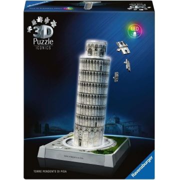 3D Puzzle Ravensburger din 216 piese - Turnul înclinat din Pisa cu lumini