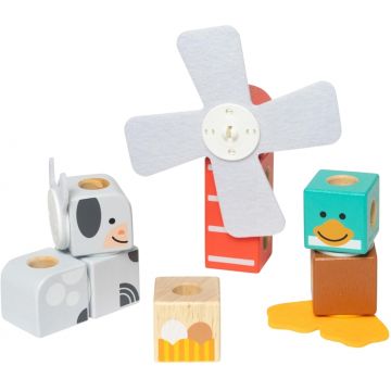 Constructor din lemn  Melissa & Doug Blockables - Fermă, 16 piese