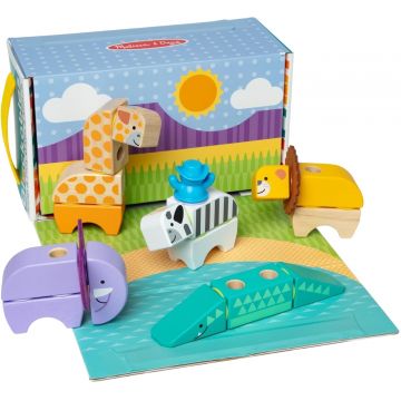 Constructor din lemn  Melissa & Doug Blockables - Safari, 34 piese
