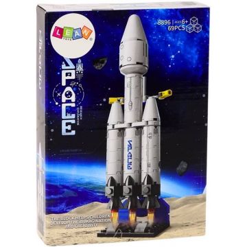 Constructor  Lean Toys - rachetă spațială cu 3 etape, 69 piese
