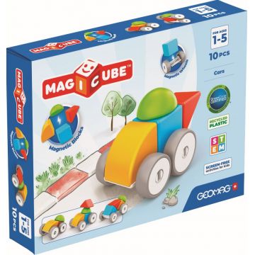 Constructor magnetic Geomag - Magicube, mașinuțe, 10 piese