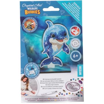 Kit de broderie cu diamante Craft Buddy - Crystal Art Buddies: Delfin, 7 piese