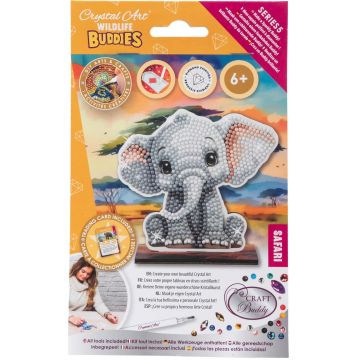 Kit de broderie cu diamante Craft Buddy - Crystal Art Buddies: Elefant, 7 piese