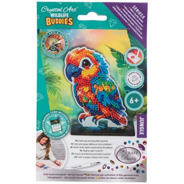 Kit de broderie cu diamante Craft Buddy - Crystal Art Buddies: Papagal, 7 piese