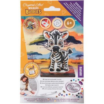 Kit de broderie cu diamante Craft Buddy - Crystal Art Buddies: Zebră, 7 piese