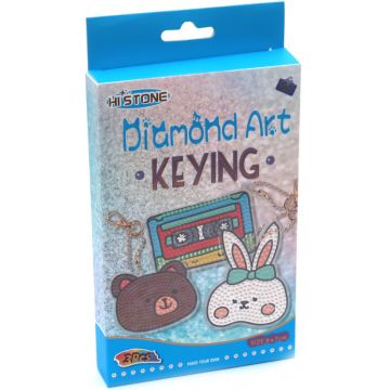 Kit de pictură cu diamant Hi Stone - Animale și casetă (3 buc . breloc )