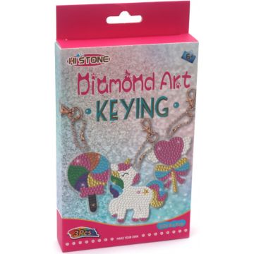 Kit de pictură cu diamant Hi Stone - Unicorn și acadele (3 buc . breloc )