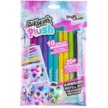 Markere cu aerograf Canal Toys -  Airbrush Plush, 10 număr, cu șabloane