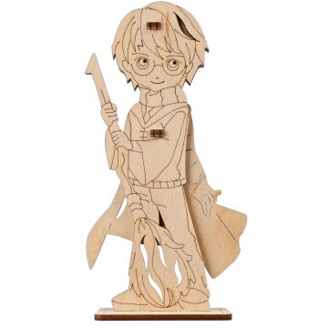 Mini puzzle 3D din lemn Ugears din 5 piese -  Figurină de colorat Harry Potter