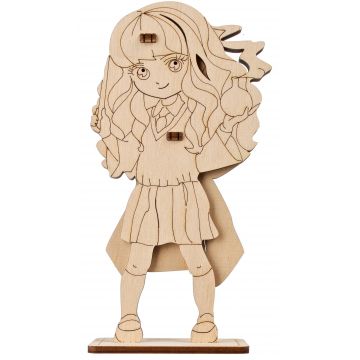 Mini puzzle 3D din lemn Ugears din 5 piese - Figurină de colorat Hermione