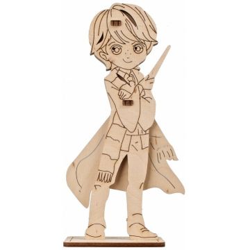 Mini puzzle 3D din lemn Ugears din 5 piese - Figurină de colorat Ronald Weasley