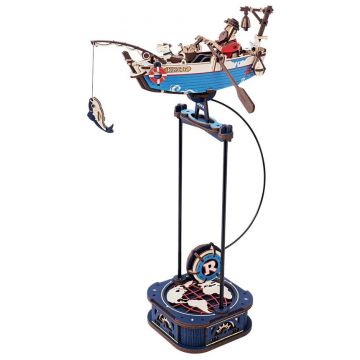 Puzzle 3D din lemn Robo Time din 161 piese - Pescar în ocean