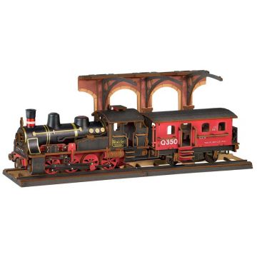 Puzzle 3D din lemn Robo Time din 405 piese - Călătorie cu locomotiva cu aburi