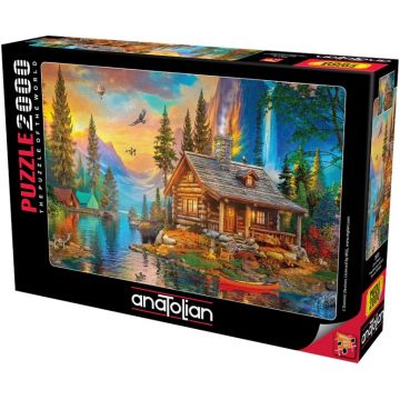 Puzzle Anatolian din 2000 piese - Apus de soare într-un munte de pini