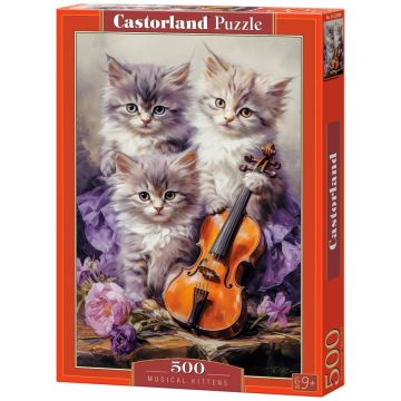 Puzzle Castorland din 500 piese - Pisicile muzicale