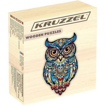 Puzzle creativ din lemn Kruzzel - Bufniţă, 177 piese