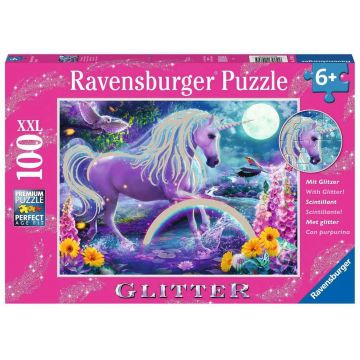 Puzzle cu brocart Ravensburger din 100 XXL piese - Unicorni fantastici