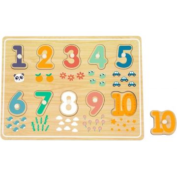 Puzzle din lemn pentru copii Hi Pando din 10 piese - Cifre