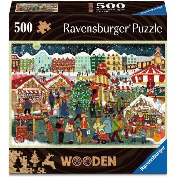 Puzzle din lemn Ravensburger din 500 piese - Piața de Crăciun