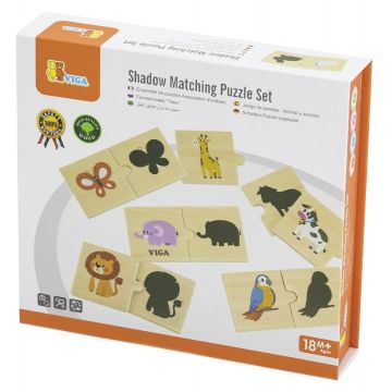 Puzzle din lemn Viga Toys - Animalele și umbrele lor