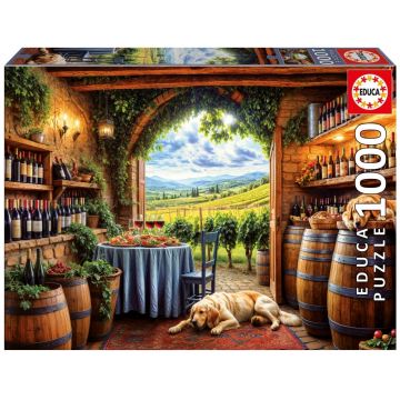 Puzzle Educa din 1000 piese - Câini și vin