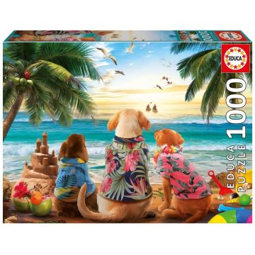Puzzle Educa din 1000 piese - Câini pe plajă