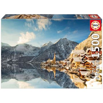 Puzzle Educa din 1500 piese - Iarna în Hallstatt