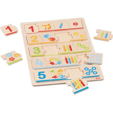 Puzzle educațional din lemn Goki - Învață numerele, 20 piese