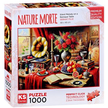 Puzzle KS Games din 1000 piese - O melodie liniștită pe o masă barocă