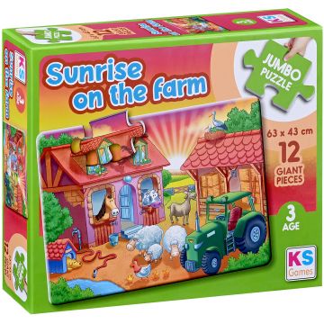 Puzzle KS Games din 12 XXL piese- Răsărit de soare la fermă