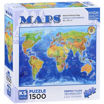 Puzzle KS Games din 1500 piese - Harta politică a lumii