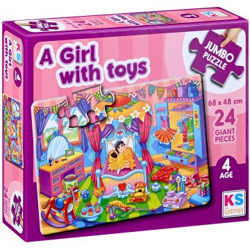 Puzzle KS Games din 24 XXL piese- Fată cu jucării