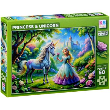Puzzle KS Games din 50 piese - Prințesă și unicorn
