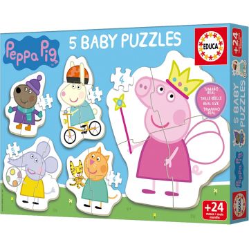 Puzzle pentru copii  Educa 5 in  1 - Prietenii lui Peppa Pig