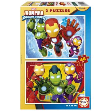 Puzzle pentru copii  Educa din 2 х 48 piese- Omul de Fier și prietenii săi