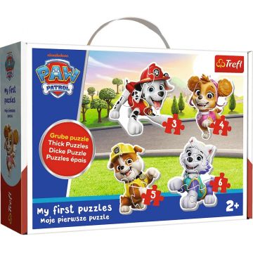 Puzzle pentru copii în valiză Trefl 4 în 1 - Patrula căţeluşilor