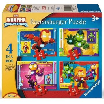 Puzzle pentru copii Ravensburger 4 în 1 - Omul de Fier și prietenii