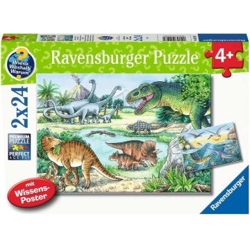 Puzzle pentru copii  Ravensburger din 2 x 24 bucăți  - Dinozauri