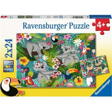 Puzzle pentru copii  Ravensburger din 2 x 24 bucăți  - Koala și leneși