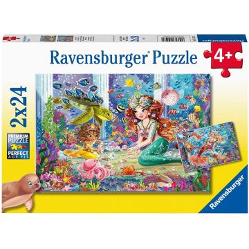 Puzzle pentru copii  Ravensburger din 2 x 24 bucăți  - Sirenă magică