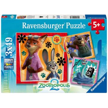 Puzzle pentru copii Ravensburger din 3 x 49 piese - Zootopia într-o nouă misiune