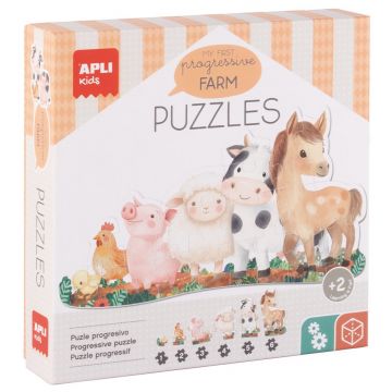 Puzzle progresiv Apli Kids 6 în 1- Animale de fermă