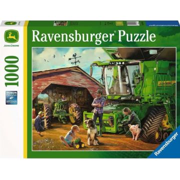 Puzzle Ravensburger din 1000 de bucăți  - John Deere: Înainte și acum