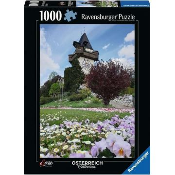 Puzzle Ravensburger din 1000 de bucăți  - Turnul cu ceas din Graz, Austria