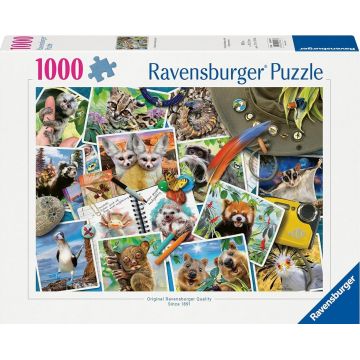 Puzzle Ravensburger din 1000 de bucăți  - Un jurnal de călătorie prin lumea animală