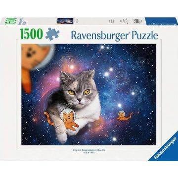 Puzzle Ravensburger din 1500 de bucăți - Pisici în spațiu