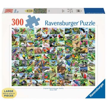 Puzzle Ravensburger din 300 XXL piese - 99 de păsări minunate