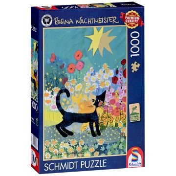 Puzzle Schmidt din 1000 piese - Pisică într-o mare de flori